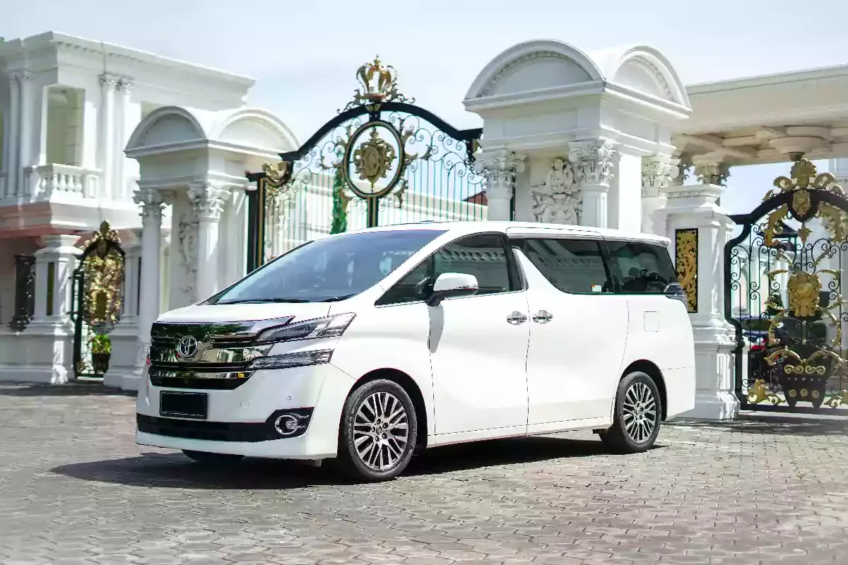 A white Toyota Vellfire